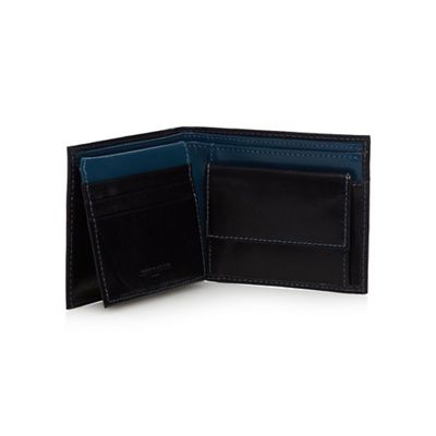 Designer black leather colour block wallet